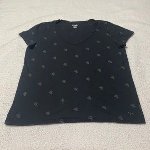 Victoria Secrets Pink V-Neck Black Tee, GUC, Size Large
